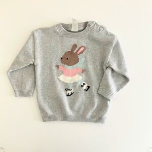 H&M Baby Cotton Knit Sweater in Grey Skating Bunny